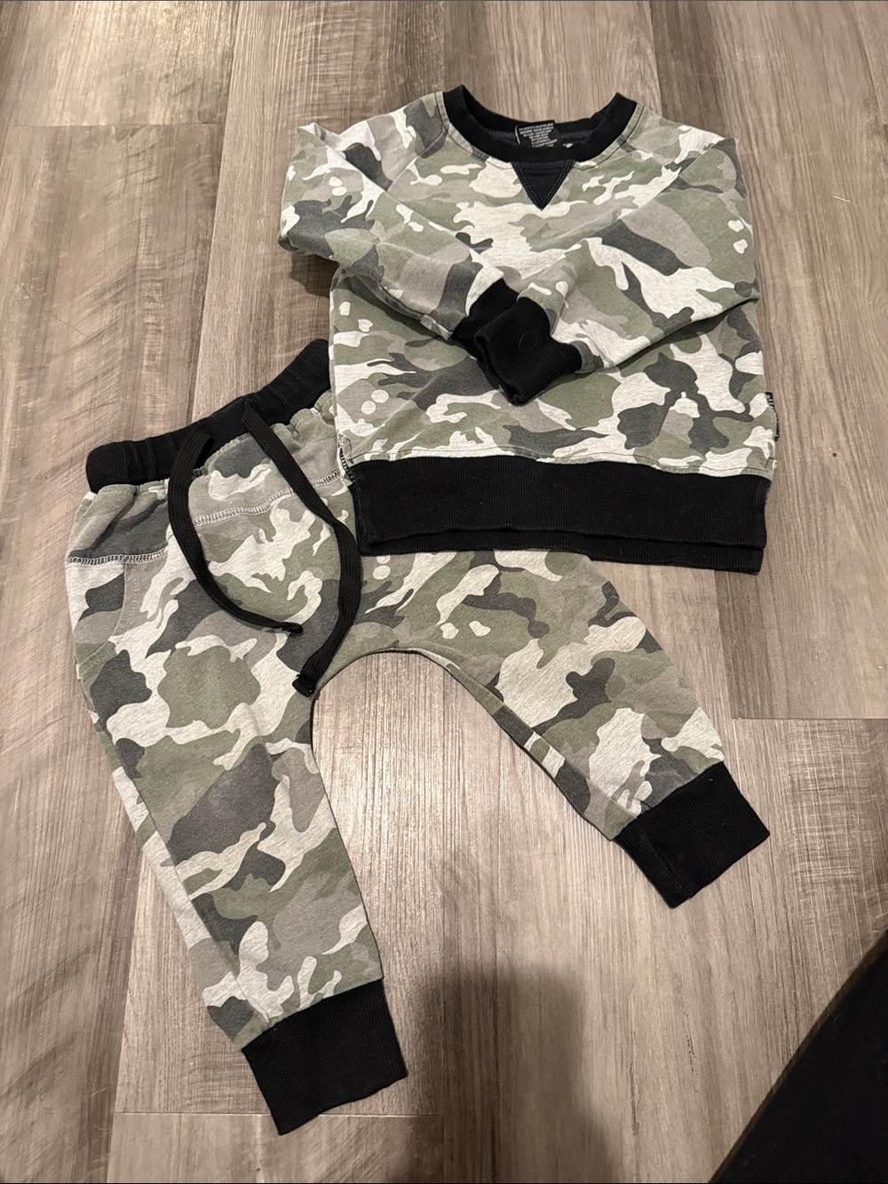 Little Bipsy Camo Green and Black Kids Matching Set